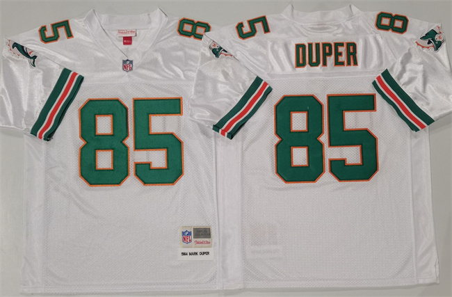 Men's White Miami Dolphins #85 Mark Duper Throwback Stitched Football Jersey